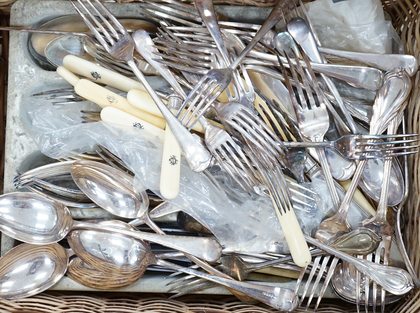 A group of assorted plated wares. Condition - fair